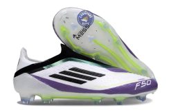 F50 Elite Laceless FG - Blanc/Violet/Vert
