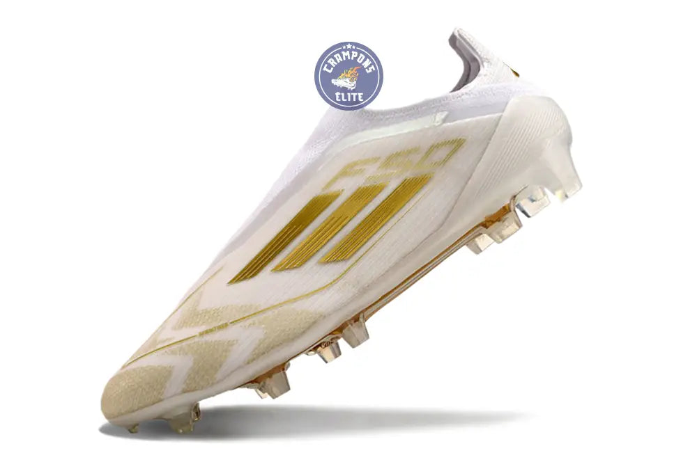 F50 Elite Laceless FG Day Spark - Blanc/Doré/Blanc – Image 6