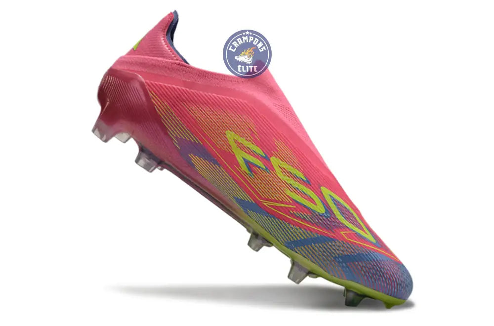 F50 Elite Laceless FG Mystic Victory - Lucid Pink/Lucid Lemon/Blue Fus – Image 6