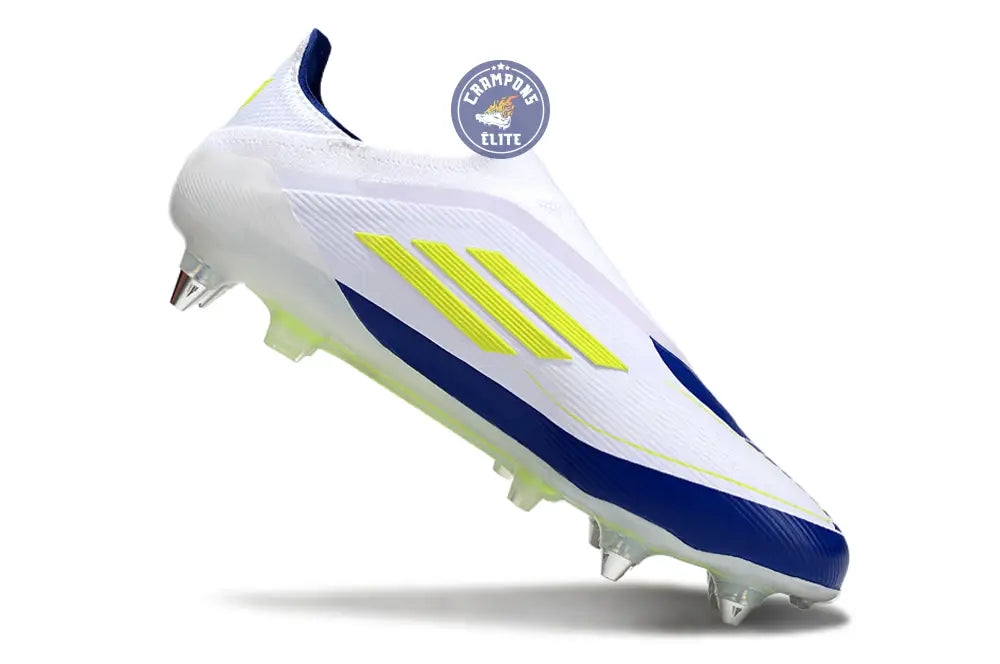 F50 Elite Laceless SG - Blanc/Bleu/Jaune Fluo – Image 3