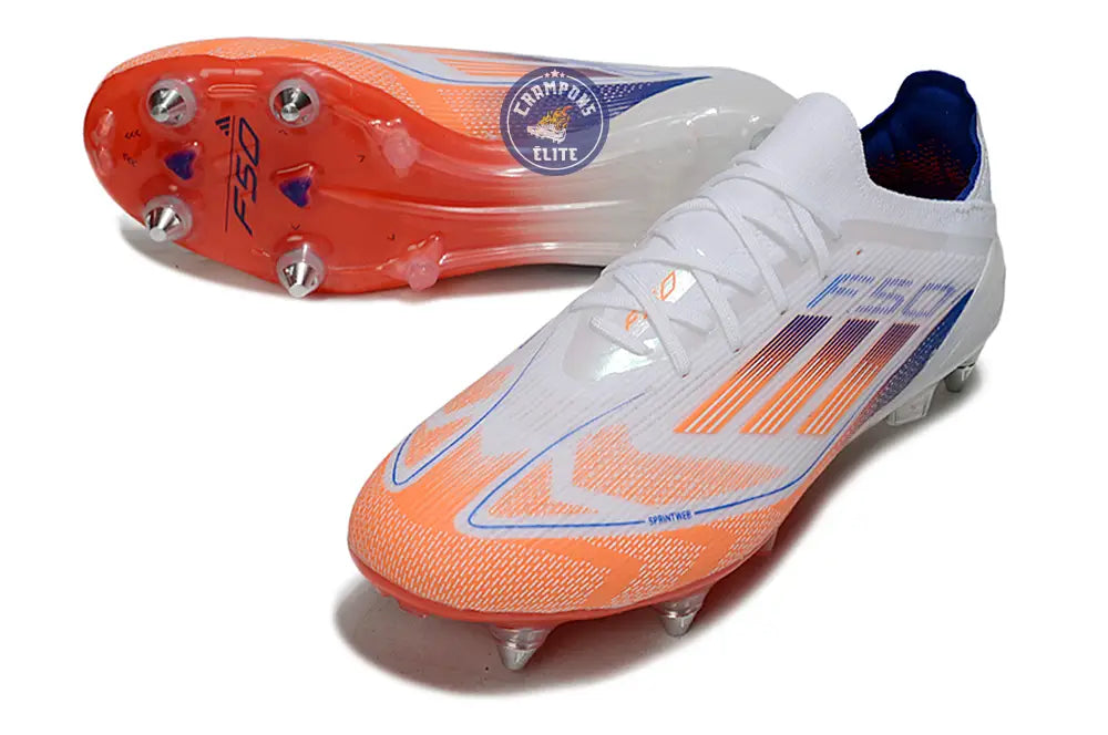 F50 Elite Lacets SG - Blanc/Orange/Bleu – Image 2