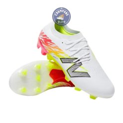 New Balance FURON ELITE V8 FG - Blanc/Rouge Energie/Jaune Hi-Lite